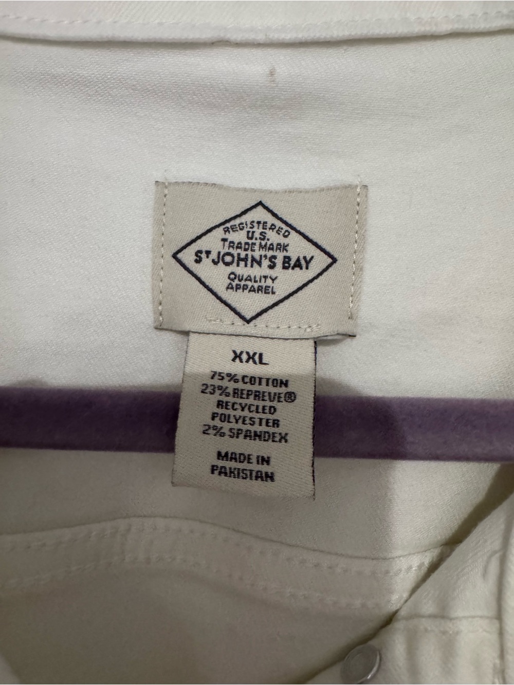 St. John's Bay Cream Short-Sleeve Denim Jacket with Dark Buttons - Picture 4 of 8